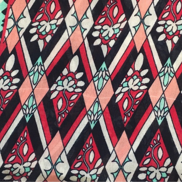 Crown & Ivy 28"x76" Aqua Navy Global Traveler Pom Tassel Obong Scarf Shawl - Picture 7 of 15